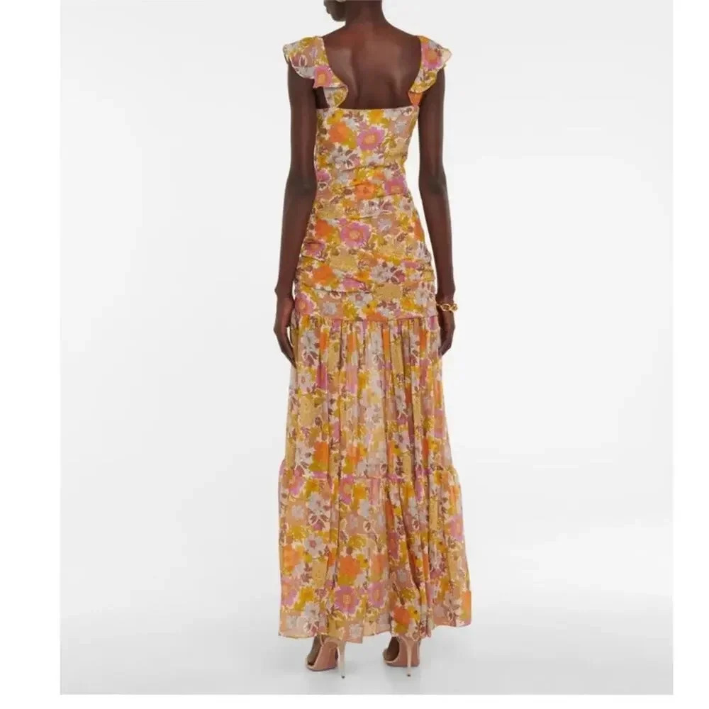 NWT Veronica Beard Silk Chiffon Alannah Dress in Orange Self Size XS - Picture 3 of 15